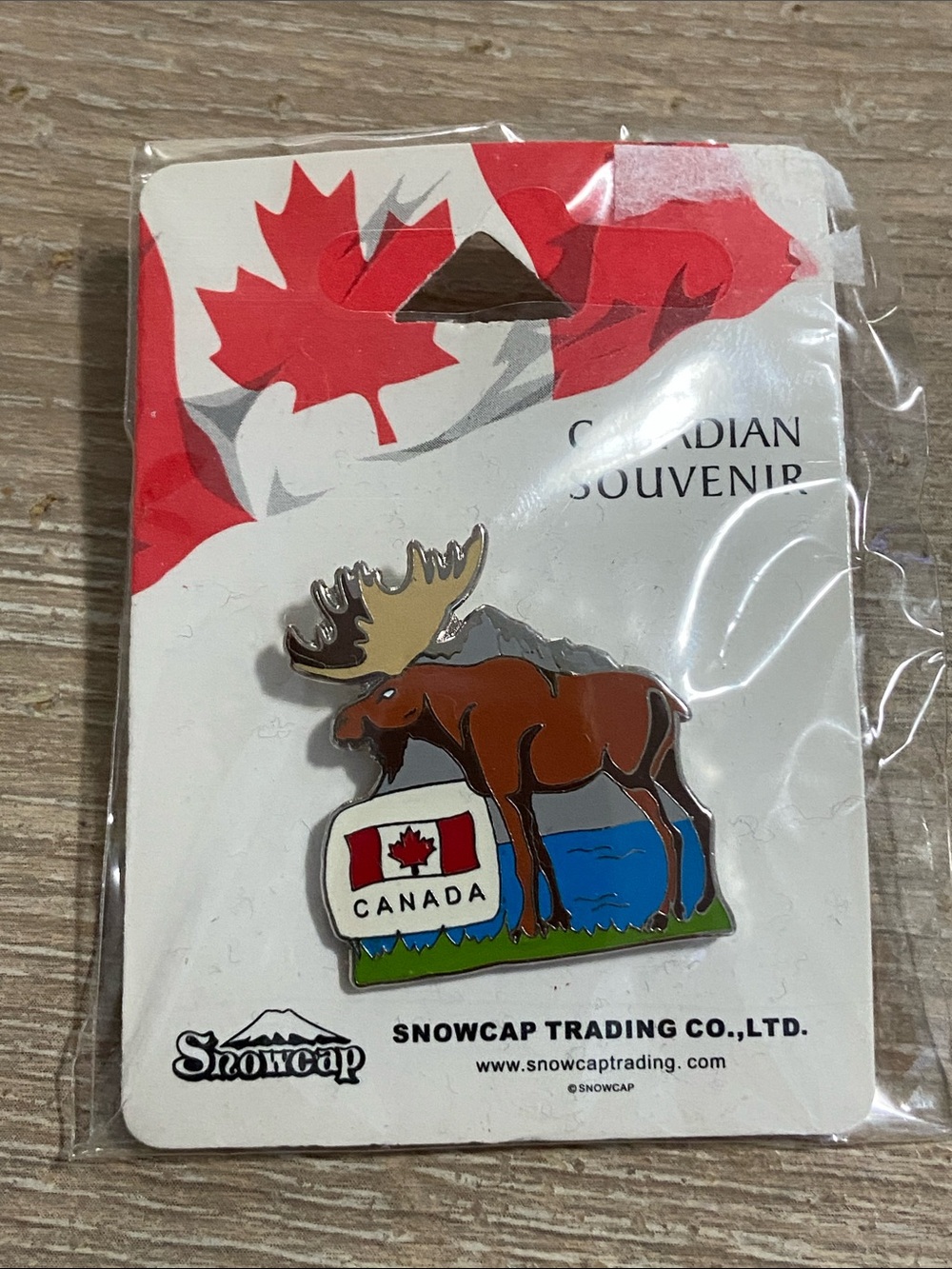 Canada Moose Enamel Pin - Brown, Blue, Green, White, Red